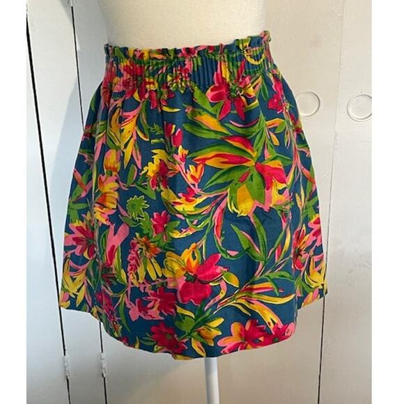 J. Crew Size 4 Hawaiian‎ Print Skirt Green & Pink - Picture 1 of 4